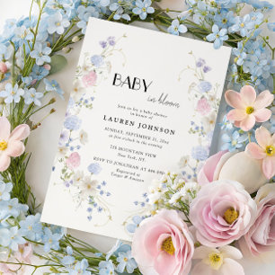 Wildflower Wreath Baby Shower Baby In Bloom Invitation
