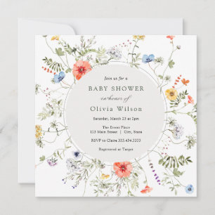Wildflower Wreath Baby Shower Invitation