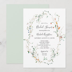 Wildflower Wreath Bridal Shower Invitation