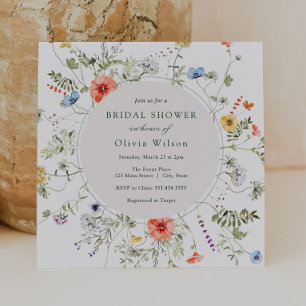 Wildflower Wreath Bridal Shower Invitation