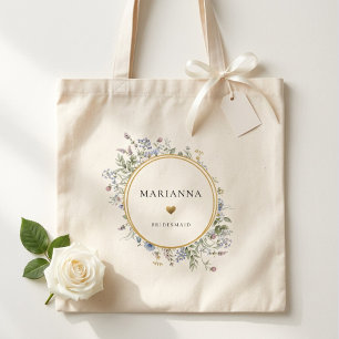 Wildflower Wreath Bridesmaid Tote Bag