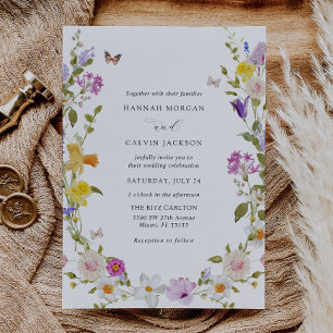 Wildflower Wreath Elegant Garden Wedding Invitation