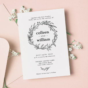 Wildflower Wreath Folk Rustic Wedding Invitation