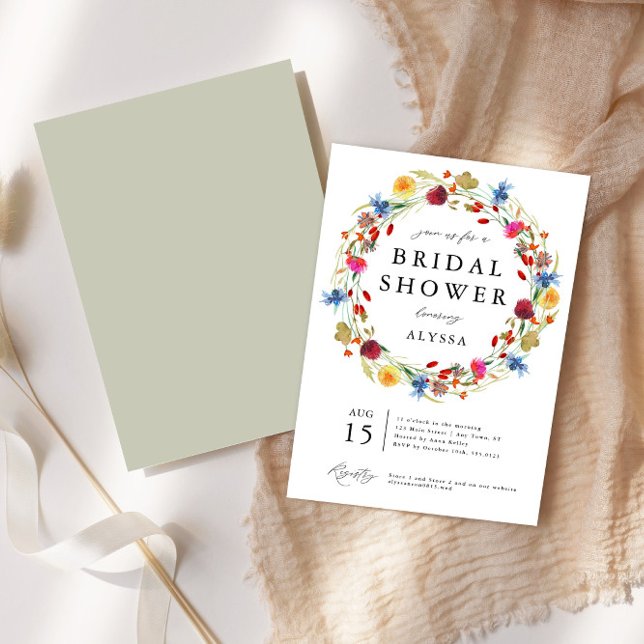 Wildflower Wreath Love in Bloom Bridal Shower Invitation (Creator Uploaded)