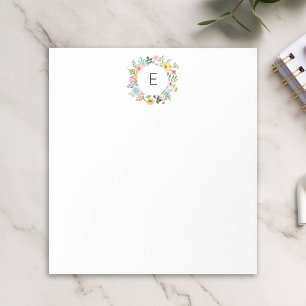 Wildflower Wreath Personalised Monogram Notepad