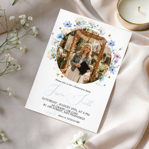 Wildflower Wreath Photo Graduation Invite