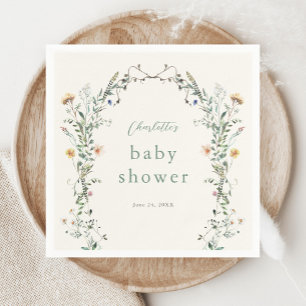 Wildflower Wreath Spring Baby Shower Napkin