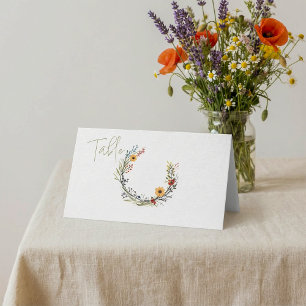 Wildflower wreath table number place card