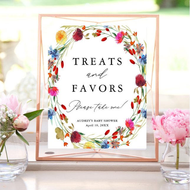 Wildflower Wreath Treats and Favors Shower Display Poster (Creator Uploaded)