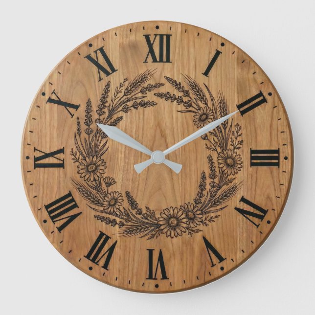 Wildflower Wreath wall clock |  Farmhouse Decor  (Front)