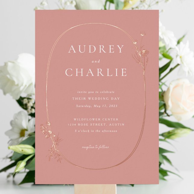 Wildflower Wreath Wedding Foil Invitation (Creator Uploaded)