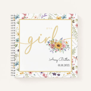 Wildflower Yellow Baby Shower Note/Guestbook Notebook