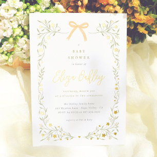 Wildflower & Yellow Bow Elegant Garden Baby Shower