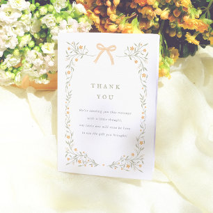 Wildflower & Yellow Bow Elegant Garden Baby Shower Thank You Card