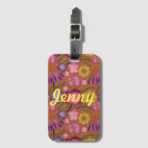 Wildflower Yellow Floral Personalised Luggage Tag