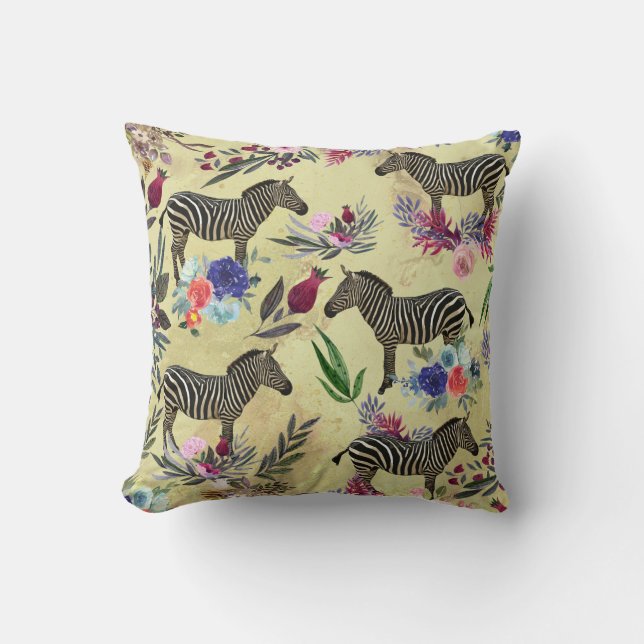 Wildflower Zebra Cushion (Front)