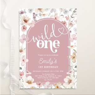 Wildflowers 1st Birthday Wild One Blush Pink Invitation