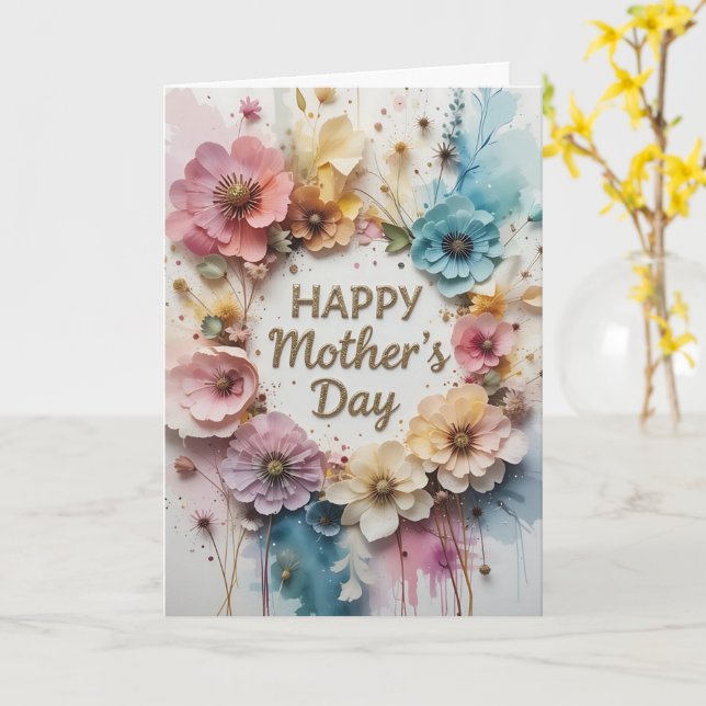 Wildflowers 3D Mother´s Day Card (Yellow Flower)