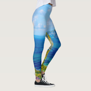 "Wildflowers Above the Sea" – A Welsh Seascape Leggings