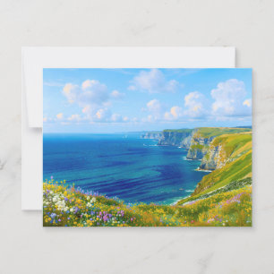 "Wildflowers Above the Sea" – A Welsh Seascape Postcard