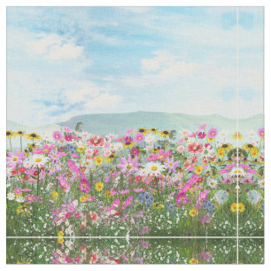 Wildflowers against a Blue Sky Fabric