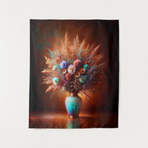 Wildflowers Against Aged-Copper Tapestry