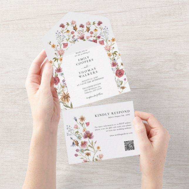 Wildflowers All in One Wedding Invite (Tearaway)