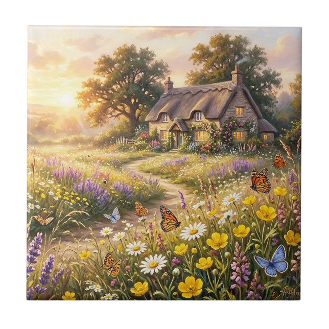 Wildflowers and a Cute Cottage Tile (Front)