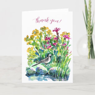 Wildflowers and a pied wagtail thank you card