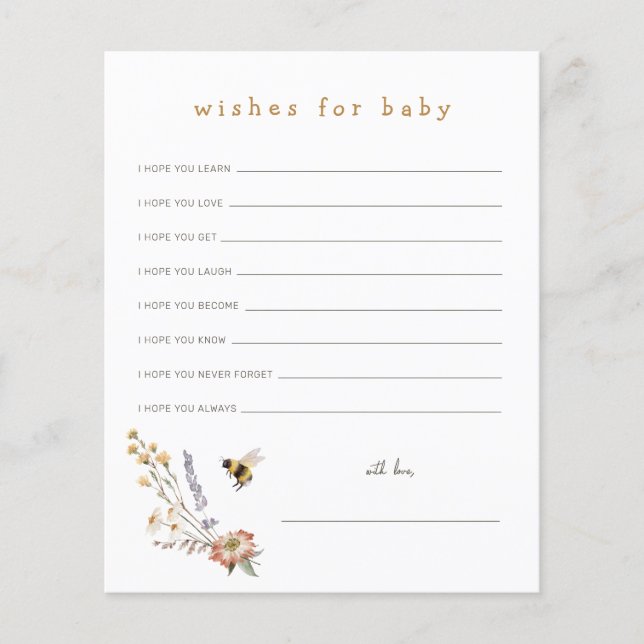 Wildflowers and Bee Wishes for Baby Card (Front)