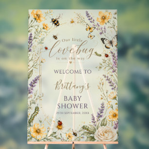 Wildflowers and Bugs Baby Shower Welcome Acrylic Sign