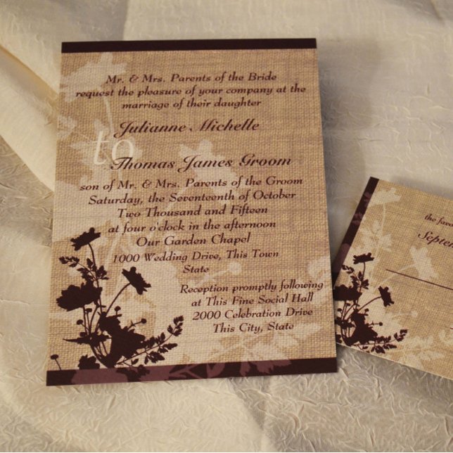 Wildflowers and Burlap Wedding Invitation (Creator Uploaded)