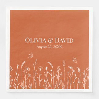 Wildflowers and Butterfiles Wedding Napkins