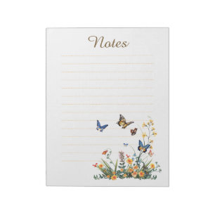 Wildflowers and Butterflies Aesthetic Lined Notes