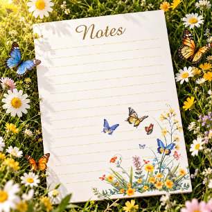 Wildflowers and Butterflies Aesthetic Lined Notes