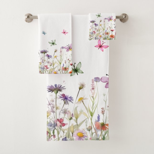 Wildflowers and butterflies  bath towel set (Insitu)