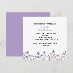Wildflowers and Butterflies Birthday  Invitation