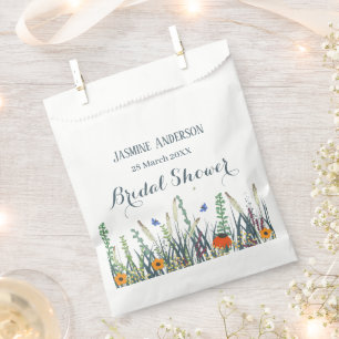 Wildflowers and butterflies bridal shower favour bags