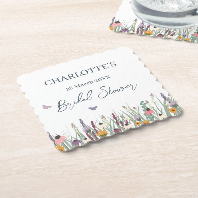 Wildflowers and Butterflies Bridal Shower Party    Paper Coaster (Angled)