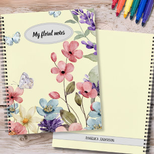 Wildflowers and butterflies custom notebook