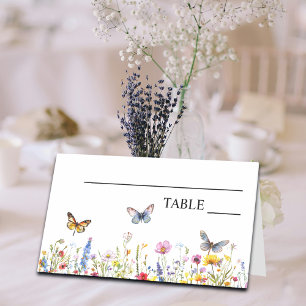 Wildflowers and Butterflies Elegant Wedding Place Card