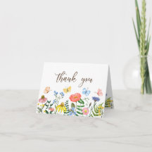 Wildflowers and Butterflies Floral Thank You Card