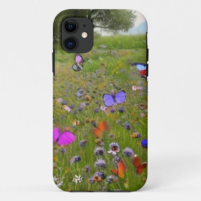 Wildflowers and Butterflies in the Country  Case-Mate iPhone Case (Back)