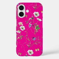 Wildflowers and Butterflies On Neon Pink