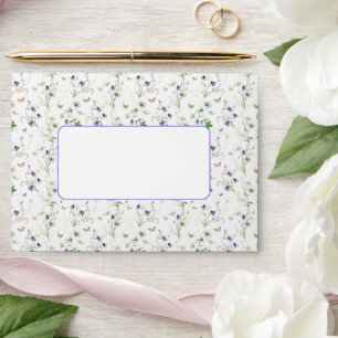 Wildflowers and Butterflies On White Envelope
