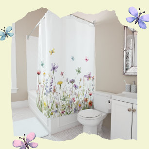 Wildflowers and butterflies shower curtain