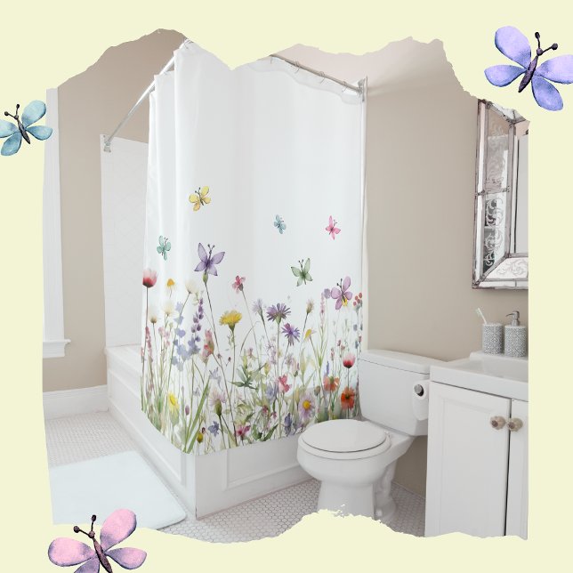 Wildflowers and butterflies shower curtain (Creator Uploaded)
