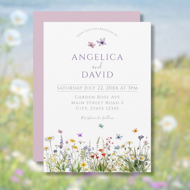Wildflowers and Butterflies Wedding  Invitation (Creator Uploaded)