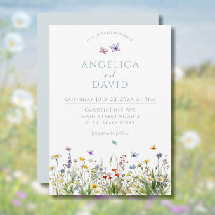 Wildflowers and Butterflies Wedding  Invitation