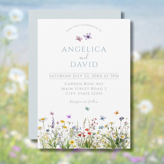 Wildflowers and Butterflies Wedding  Invitation (Creator Uploaded)